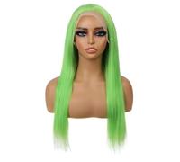 YUHANXINHESHE Parrucca frontale in pizzo 13 x 4 per donne nere, capelli umani pre-epilati, colorati, lisci, senza colla, densità 150 aggiunge volume dei capelli(luce verde, 16 pollici)