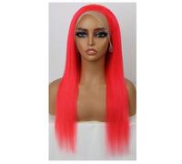 YUHANXINHESHE Parrucca frontale in pizzo 13 x 4 per donne nere, capelli umani pre-epilati, colorati, lisci, senza colla, densità 150 aggiunge volume dei capelli(rosa scura, 20 pollici)