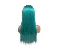 YUHANXINHESHE Parrucca frontale in pizzo 13 x 4 per donne nere, capelli umani pre-epilati, colorati, lisci, senza colla, densità 150 aggiunge volume dei capelli(verde scuro, 28")