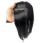 YUHANXINHESHE Parrucca in capelli umani con base in pizzo invisibile, 12 x 13 cm, parte centrale, capelli naturali per donne aggiunge volume ai capelli (marrone scuro, 30 cm)
