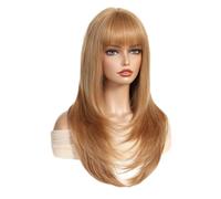 YUHANXINHESHE Parrucca lunga e liscia da 61 cm (24 pollici) per donna, parrucca sintetica sfumata con frangia per l'uso quotidiano aggiunge volume dei capelli(luce marrone)