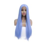 YUHANXINHESHE Parrucca sintetica blu ghiacciaio, lunga e liscia, con una linea di capelli naturale, senza colla, per donne alla moda. Aggiunge Volume dei Capelli(12inch)