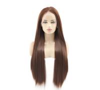 YUHANXINHESHE Parrucca sintetica marrone con pizzo frontale completo, lunga e liscia, n. 6, per donna, in fibra resistente al calore, aggiunge volume dei capelli(26 pollici)