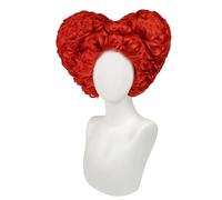 YUHANXINHESHE Parrucca sintetica riccia a forma di cuore, 25 cm, parrucca Cosplay per donna, stile regina rossa, per Halloween, Natale, giorno del Ringraziamento aggiunge il volume dei capelli
