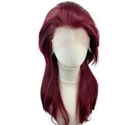 YUHANXINHESHE Parrucca sintetica rosso scuro 13x4 con pizzo frontale per donna, parrucca Cosplay, berretto medio aggiunge volume dei capelli