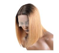 YUHANXINHESHE Parrucche corte e lisce in capelli umani Remy brasiliani senza colla, taglio quadrato 13x6x1 T aggiunge il volume dei capelli(ombre bionde,10inch)