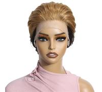YUHANXINHESHE Parrucche dei Capelli Umani Anteriore del Merletto Bob Taglio Breve Pixie 13x1 per le Donne Parrucche dei Capelli Umani brasiliani Remy senza Colla Aggiunge Volume dei Capelli(Honey