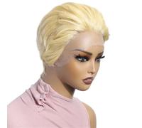 YUHANXINHESHE Parrucche dei Capelli Umani Anteriore del Merletto Bob Taglio Breve Pixie 13x1 per le Donne Parrucche dei Capelli Umani brasiliani Remy senza Colla Aggiunge Volume dei Capelli(Blonde)