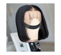 YUHANXINHESHE Parrucche Dei Capelli Umani Lisci Breve Bob 13x4 Parrucca Frontale in Pizzo Brasiliani Remy 8-16" Breve Senza Colla per le Donne Aggiunge Volume dei Capelli(8inches)