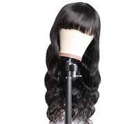 YUHANXINHESHE Parrucche ondulate in capelli umani con frangia per le donne, senza pizzo, senza colla, colore naturale aggiunge volume dei capelli(16inch)