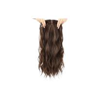 YUHANXINHESHE Posticci Ondulati 50 Cm, Sintetici Lunghi E Ricci con Base Larga 15 X, Estensioni A Clip Pizzo Centrale per Donne Con Capelli Chiari Aggiunge Volume dei Capelli(Brown)