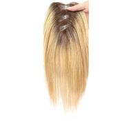 YUHANXINHESHE Supplemento per capelli sintetici lisci e setosi, 25 cm per donna, con base in pizzo da 11 x 8 cm. Aggiunge Volume dei Capelli(Ombre Brown Dark Bionda)