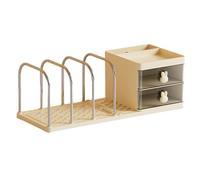 yuhlkopm Vassoio organizer da scrivania, contenitore multiuso per materiale scolastico, in plastica, per studio o ufficio, giallo chiaro