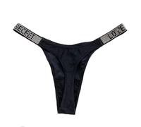 YUHOOE 1 Pz Donne Sexy Mutandine Perizoma Cristallo Strass Lettera Biancheria Intima Fitness Palestra G-String Moda Vita Bassa Hip Lift Perizoma Ragazza Push Up Lingerie, Nero, XL