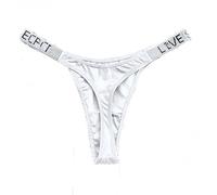 YUHOOE 1 Pz Donne Sexy Mutandine Perizoma Strass di Cristallo Lettera Biancheria Intima Fitness Palestra G-String Moda Vita Bassa Hip Lift Perizoma Ragazza Push Up Lingerie, Bianco, S