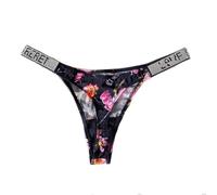 YUHOOE 1 Pz Donne Sexy Mutandine Perizoma Strass di Cristallo Lettera Biancheria Intima Fitness Palestra G-String Moda Vita Bassa Hip Lift Perizoma Ragazza Push Up Lingerie, Fiori, M