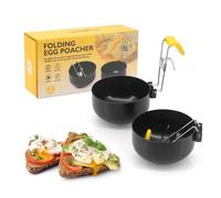 Yuhtech 2 pentole per uova in acciaio inox, pieghevoli, da appendere, per cuocere uova in camicia, antiaderenti