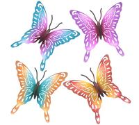 Yuhtech 4 decorazioni da giardino a forma di farfalla in metallo, decorazione da parete a forma di farfalla, ornamenti da giardino per esterni, per giardino, capannone, recinzione, cortile, ornamenti