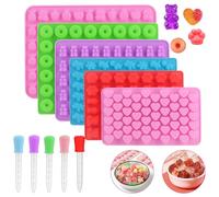 Yuhtech 6 stampi in silicone per cioccolatini, mini caramelle gommose in silicone, stampi con cinque contagocce, stampi antiaderenti per gelatina, cioccolato, gelatina, cubetti di ghiaccio