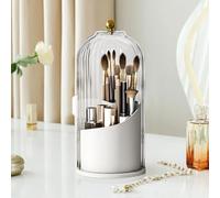 Yuhtech Organizer per pennelli da trucco, portaspazzolino con coperchio scorrevole, organizer rotante a 360 gradi con coperchio trasparente, custodia per pennelli da trucco, scatola portaoggetti da