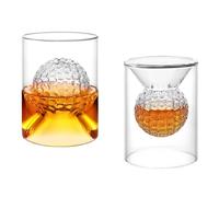 Yuhtech Set di 2 bicchieri da whisky, bicchieri da whisky da 50 ml con pallina da golf incorporata, bicchieri da vino rosso per cocktail per golfisti, entrambi i lati sono utilizzabili