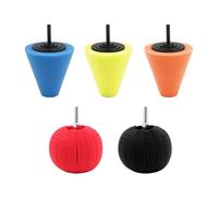 Yuhtech Set di spugne per lucidatura auto, 5 pezzi, cuscinetto in schiuma a forma di cono con albero da 6 mm, strumento per lucidatura a cera per la cura dell'auto