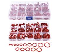 Yuhtech Silicone Kit O-Ring, 450 Pcs 15 Dimensioni Rosso Set di Guarnizioni Universali in Silicone per Tubature, Auto, Riparazione Generale