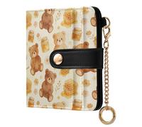 Yuiboo Bear Honey Time - Portafoglio pieghevole da donna, in pelle PU, per donne e ragazze
