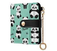 Yuiboo Blue Orca Killer - Portafoglio pieghevole da donna, minimalista, impermeabile, con 7 scomparti per carte di credito, Orso Panda Carino Blu, one size, Art Deco