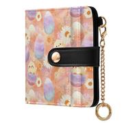 Yuiboo Easter Chick Acquerello Pesca Portafoglio da donna compatto pieghevole carino minimalista in pelle PU portafoglio per donne ragazzi ragazze