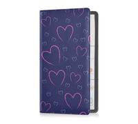 Yuiboo Porta carte di immatricolazione e assicurazione auto scarabocchiare cuori rosa San Valentino blu porta documenti per auto assicurazione e registrazione porta guanti organizer