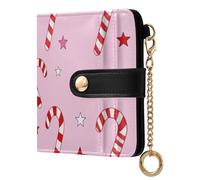 Yuiboo Portafoglio da donna classico pieghevole con stampa parigina vintage impermeabile blocco RFID come regalo, Strisce Candy Cane, one size, Art Deco