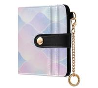 Yuiboo Portafoglio da donna con conchiglie colorate e stelle marine, sottile, pieghevole, unico, compatto, con cerniera, portamonete per uso quotidiano, Blu pastello Viola, One Size, Art Deco