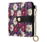Yuiboo Portafoglio pieghevole classico da donna, mini borsa portatile | Ecopelle, 7 slot per schede, come regalo, campo di margherite colorate