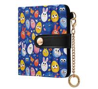 Yuiboo Portafoglio pieghevole da donna con pulcino pasquale blu scuro, carino minimalista in pelle PU portafoglio per uomo donna viaggio