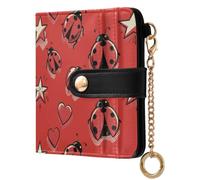 Yuiboo Portafoglio pieghevole da donna, mini borsa minimalista | Compatto, chiusura magnetica a scatto, da viaggio, coccinelle, stelle, cuori