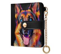 Yuiboo Portafoglio sottile pieghevole da donna, mini borsa minimalista | Compatto, blocco RFID, per shopping, ritratto artistico di pastore tedesco