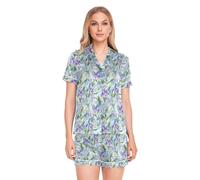 Yuiboo Set pigiama morbido e comodo da donna in raso pigiama set addio al nubilato Pjs Iris acquerello azzurro, Multicolore, Small