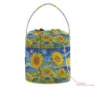Yuiboo Sunflowers & Starry Night - Borsa per riporre filati all'uncinetto con fori, per uncinetto e accessori per filati