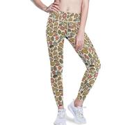 Yuiboo Sweet Treats - Leggings da yoga attivi da donna, colore beige, leggings sportivi da donna, con tasche, Multicolore, XL