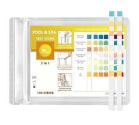 Yuio 100 Pezzi 7 in 1 Pezzi Strisce Reattive per Acqua Potabile, Strisce Test Acqua Piscina, Bromo Accurato, Alcalinità Totale, PH, Cloro Libero, Durezza Totale, Acido Cianurico e Cloro Totale