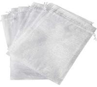 YUIP 100 Pezzi Grandi Sacchetti di Organza Bianchi, Sacchetti Regalo in Organza 15 cm x 20 cm (5,9 `` x 7,8 ''), Sacchetti per Gioielli Sacchetti di Caramelle per Bomboniere