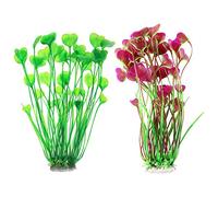 YUIP 2 Pezzi Pianta Artificiale in Plastica per Acquario ，Grandi Acquari Piante in Plastica ，40 cm per Acquario Piante Artificiali Decorazione per Acquario ，Vino Rosso, Verde