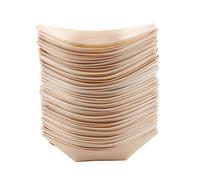 YUIP Coppette in Legno a Forma di Barca, Ciotola per Snack, 50 Barchette Monouso di bambù,Compostabile, Stoviglie USA e Getta per Degustazioni e Finger Food, Vaschetta a Pagoda in Legno