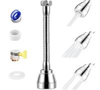 Yuiturt Prolunga per rubinetto girevole a 360°, aeratore cucina, doccetta lavello, ugello in ottone, 3 modalità, anti-spruzzo, adattatore flessibile, compatibile con la maggior parte dei rubinetti