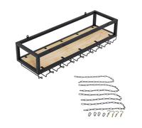 YUJEYHD Porta bicchieri e portabottiglie da appendere al soffitto, porta bicchieri con catena regolabile, mensola di decorazione rustica per bar, ristorante, caffè (100 cm)