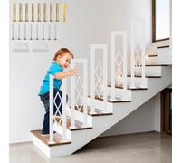 YUJEYHD Ringhiera per Scale Forma di U, Metallo Corrimano con Diamante e Base Coperta, Passamano Interna per Loft, Balcone, Balaustra Esterna, Installazione Verticale (Bianco, 95cm)