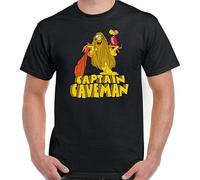 YUJIAN FLOSS Captain Caveman T-Shirt Mens Retro Animated 80'S TV Show Program Unisex Top Black L