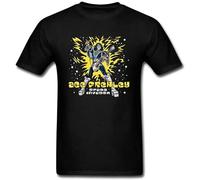 YUJIAN FLOSS Men's Ace Frehley Space Invader T Shirt Black L
