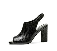 YUJIEBB Sandali da donna estivi con tacco alto e plateau, alla moda, con punta aperta, scarpe da donna, Nero , 35.5 EU
